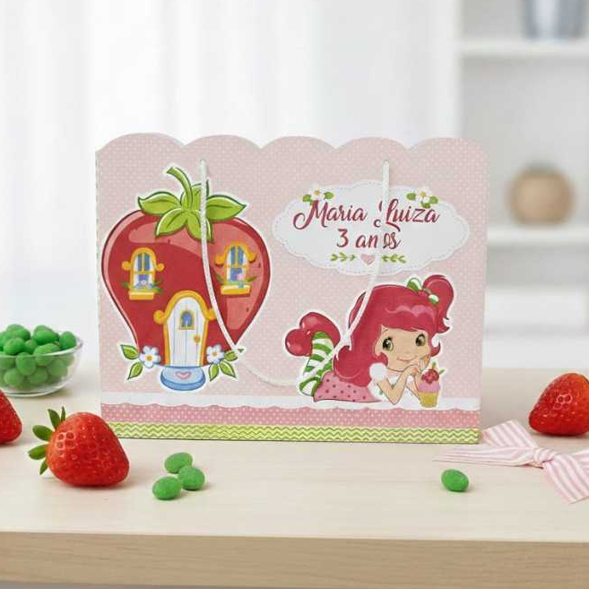 Sacolinha Personalizada Tema Moranguinho-Festa Infantil -Lembrancinhas Personalizadas -Pegue e Monte