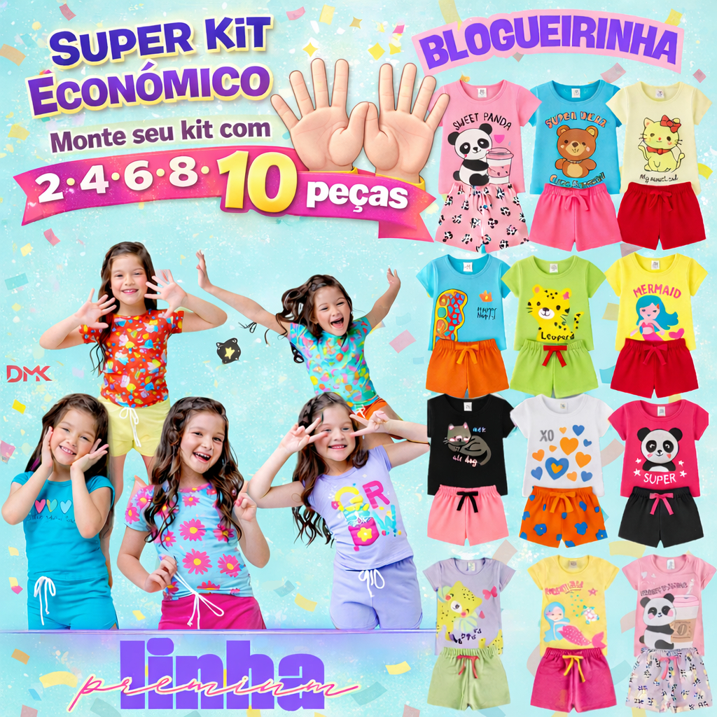 Kit 2/4/6/8/10 Peças Conjunto Infantil Menina  Roupa de Algodão Premium Verão Bebê Criança em Oferta na Shopee