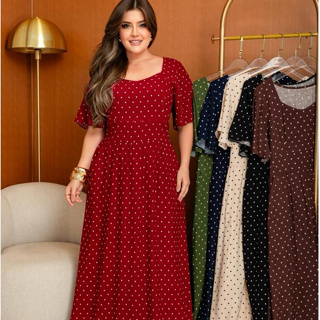 Vestido Midi Poá  🔥 Elegante e Delicado – Moda Feminina Evangélica, Casual Chic, Soltinho, Confortável, Tendência 2026 em Oferta na Shopee