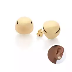 Brinco Rommanel formato botao banhado a ouro 18k Estilosa Prática dia a dia 527604