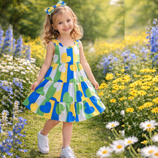 Vestido Infantil Cores do Brasil em Oferta na Shopee