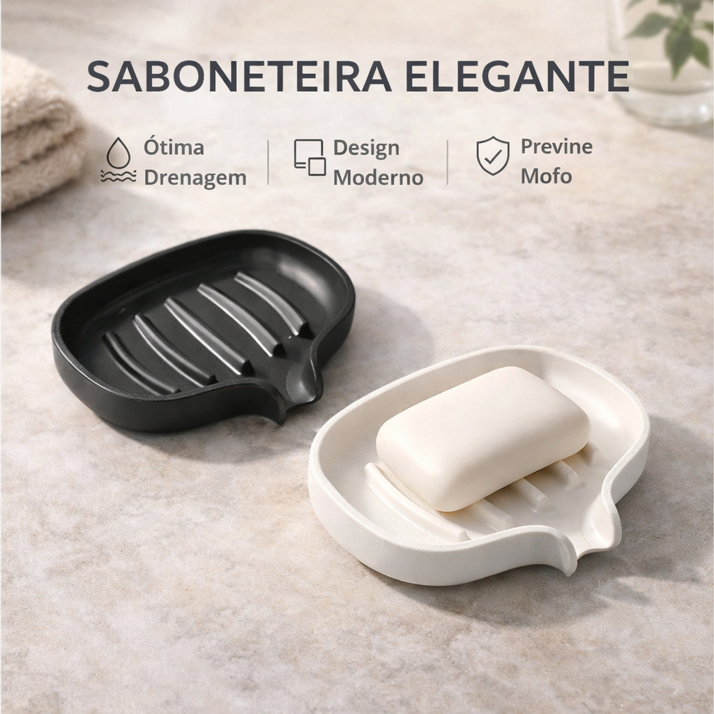 Saboneteira Moderna com Drenagem  Design Minimalista para Banheiro e Cozinha Evita Acúmulo Drenagem Automática