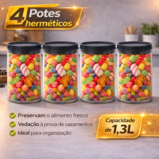 Potes Herméticos Organizador de Mantimentos Transparente BPA Free em Oferta na Shopee