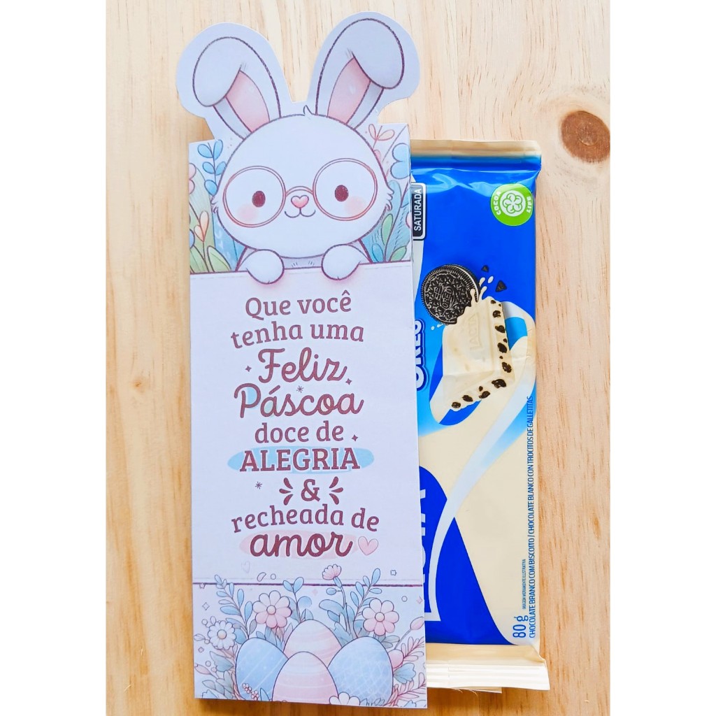 Capa para Barra de Chocolate 90g Lembrancinha Personalizada de Páscoa