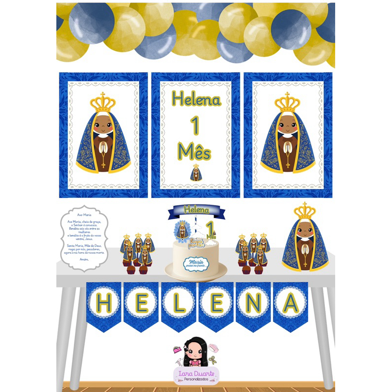 KIT SÓ UM BOLINHO NOSSA SENHORA APARECIDA - Kit Festa - Personalizado - Mêsversario - Aniversário Infantil