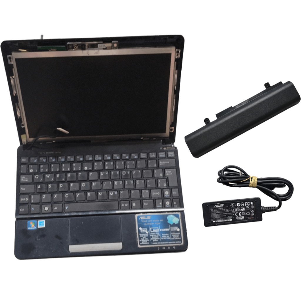 Sucata Netbook Asus Eee PC Peças Carcaça Teclado Tela e Bateria