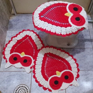 Jogo de banheiro 3 peças em crochê coruja em Oferta na Shopee