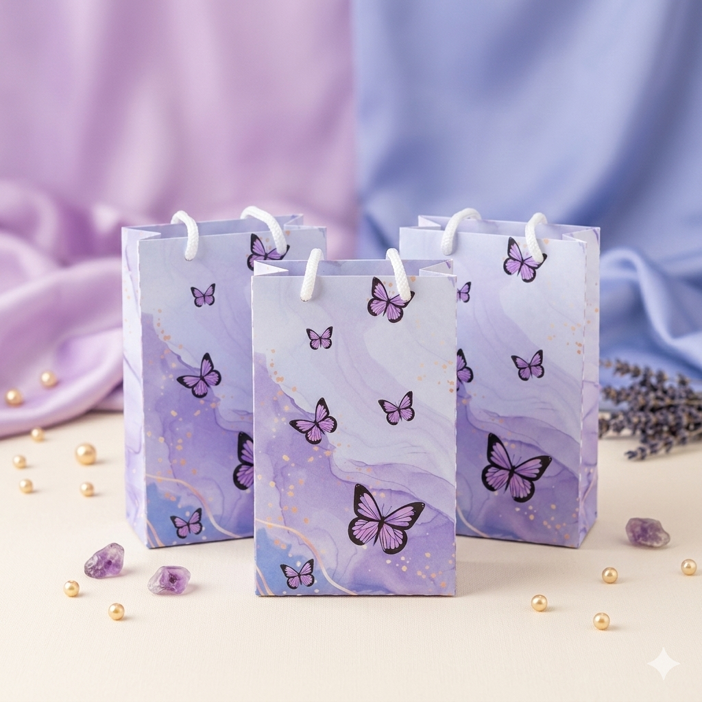 Sacolinhas Personalizadas para Festa Aniversario Lembrancinha Borboleta Lilas