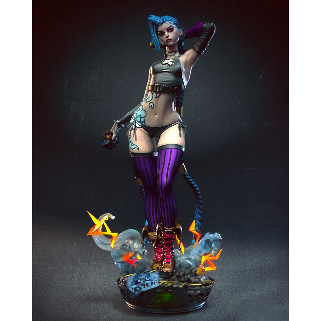 Jinx - League of Legends - Estatueta - Figura em Resina - Colecionáveis