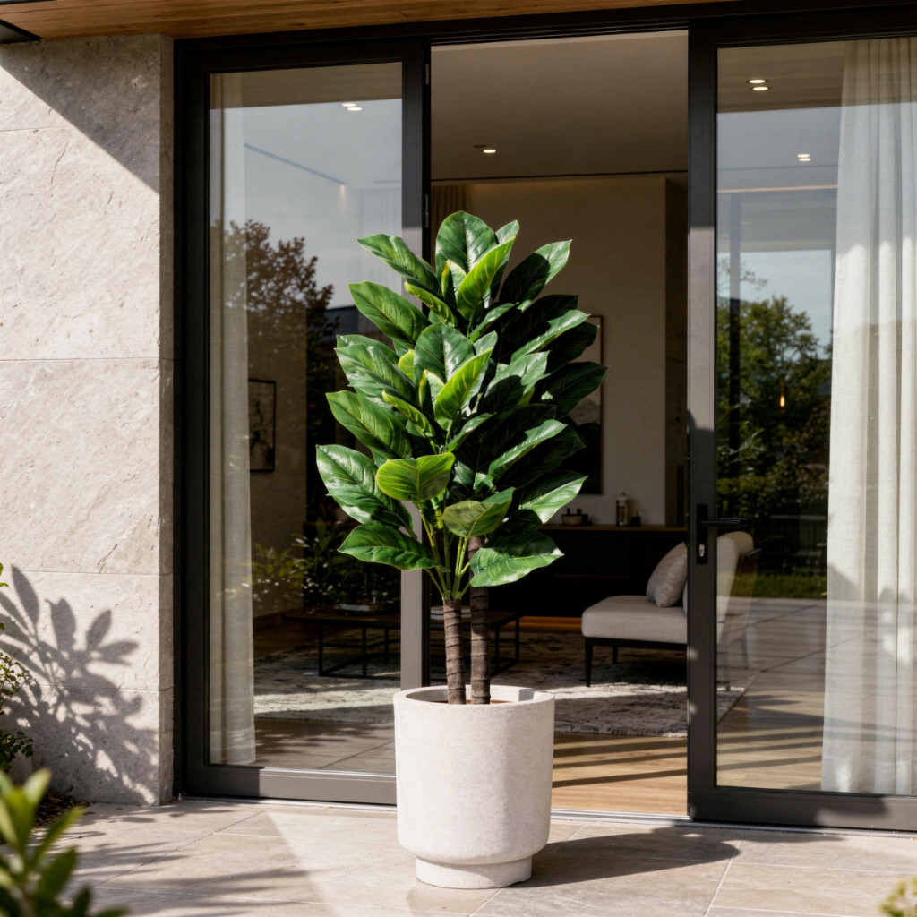 2 Árvore Planta Decorativa Jiboia Grande 36 Folhagens Enfeite Sala Sem Vaso