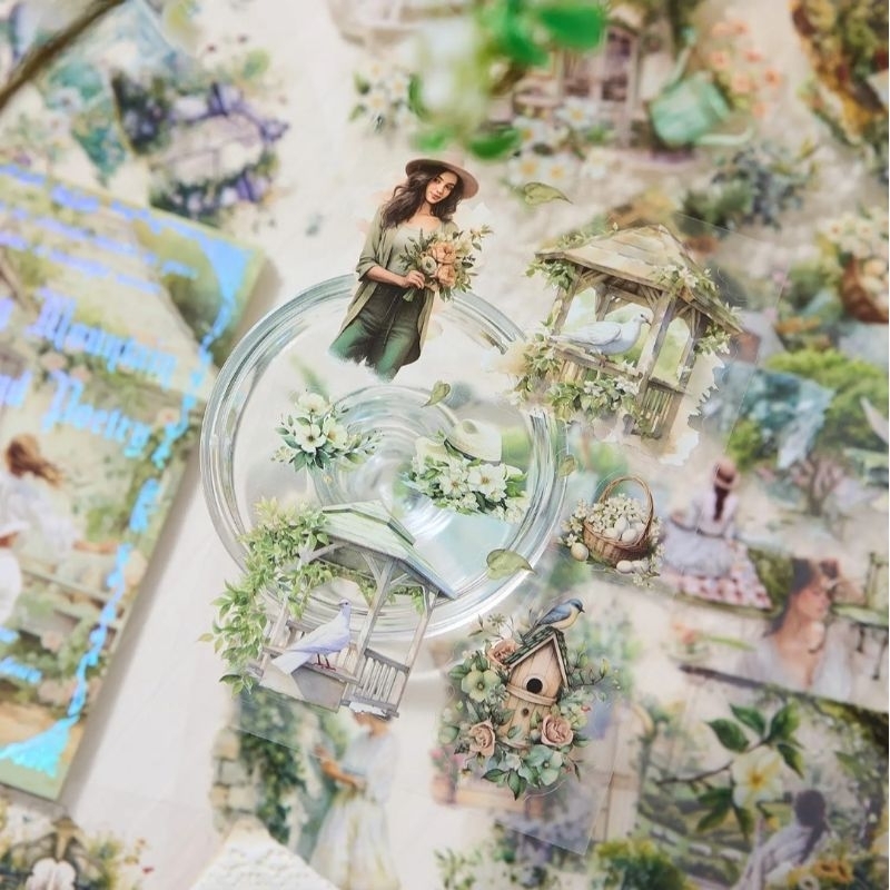 Livro de adesivos 20 folhas fundo transparente scrapbook bujo planner