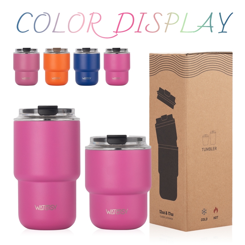 Kit 2 Copo Térmico WATERSY (Grande 500ml + Pequeno 300ml) | Aço Inoxidável Anti-Vazamento | Isolamento 24h