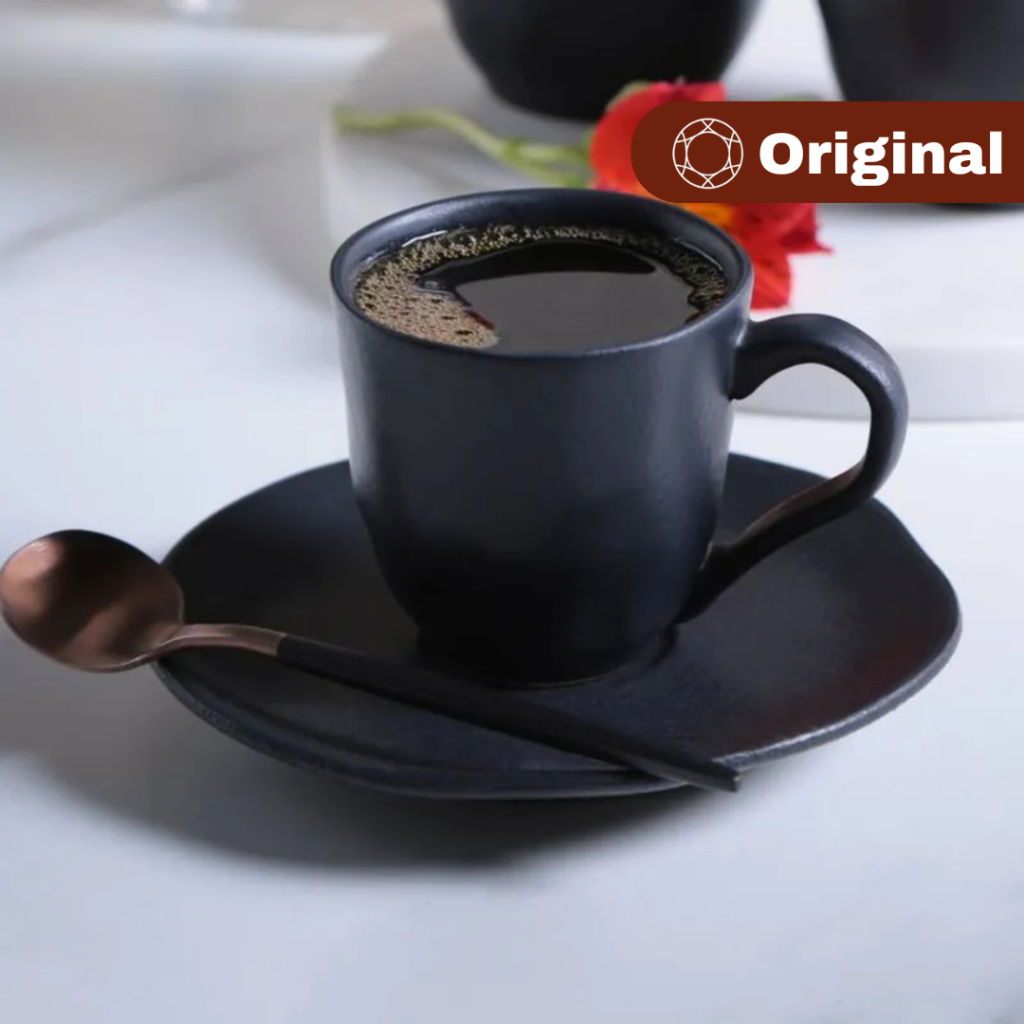 Xícara De Café E Pires Orgânico Preto Matte 100ml - Porto Brasil Original