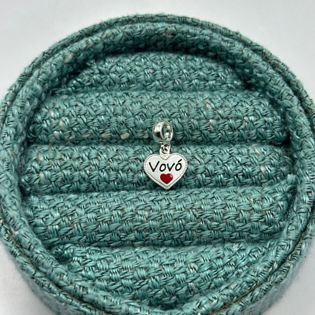 Berloque para Pulseira de Prata 925 Coração Vovó