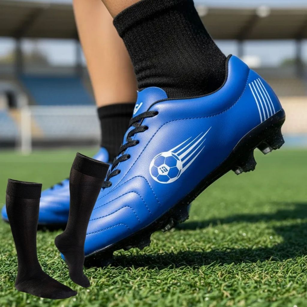 Chuteira Campo Adulto Trava Grama Natural Performance Meião Resistente Treino Jogo