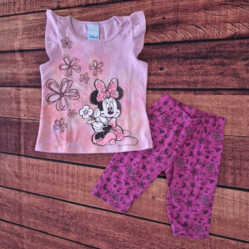 Conjunto Bebê Feminino Blusa e Bermuda Cotton - Disney Cativa Minnie Mouse - Tamanho 01