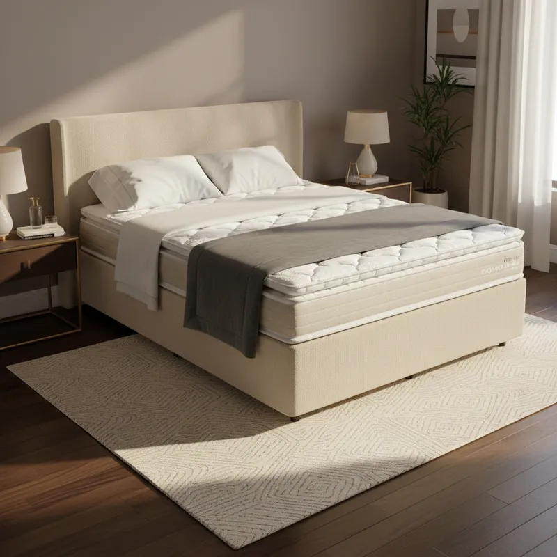 Cama Box com Colchão de Espuma D45 Pillow Top Ortopédico Domo Casal 138cm