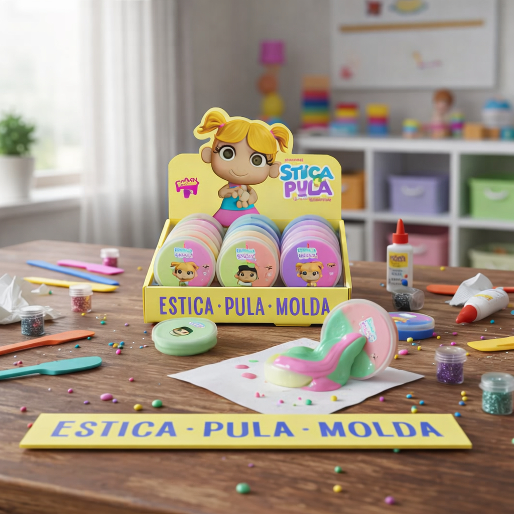 Massinha de Modelar Infantil Gelelé Estiica e Pula Tradicional Display com 15 Unidades