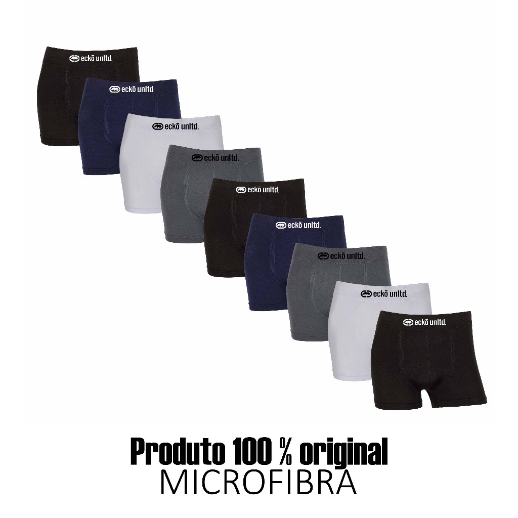 Kit 4 ou 9 cuecas boxer Ecko Sem Costura em Microfibra