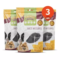 Kit Mordedor Petisco Casco Bovino 100% Natural 3 Unidades para Cães PureSnacks 60g