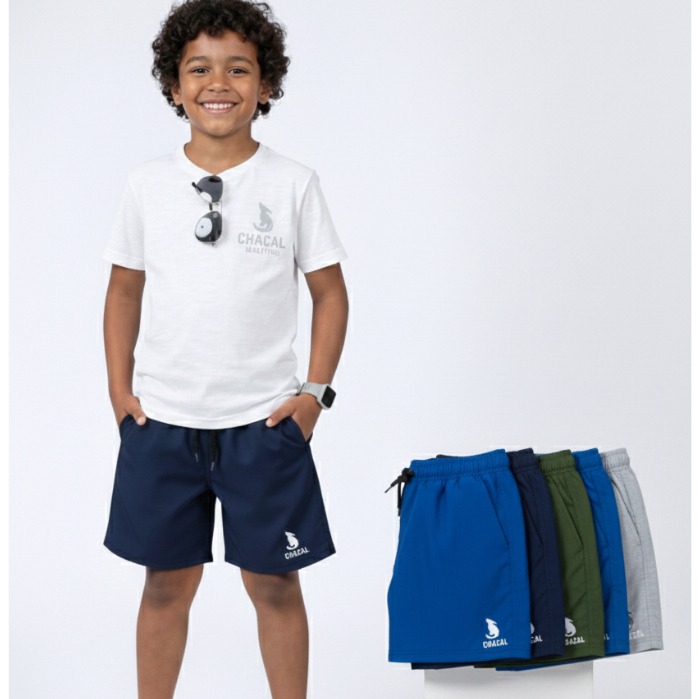 Kit 4 Short Infantil Masculino Tactel com Elastano Tamanho 4 6 8 Anos