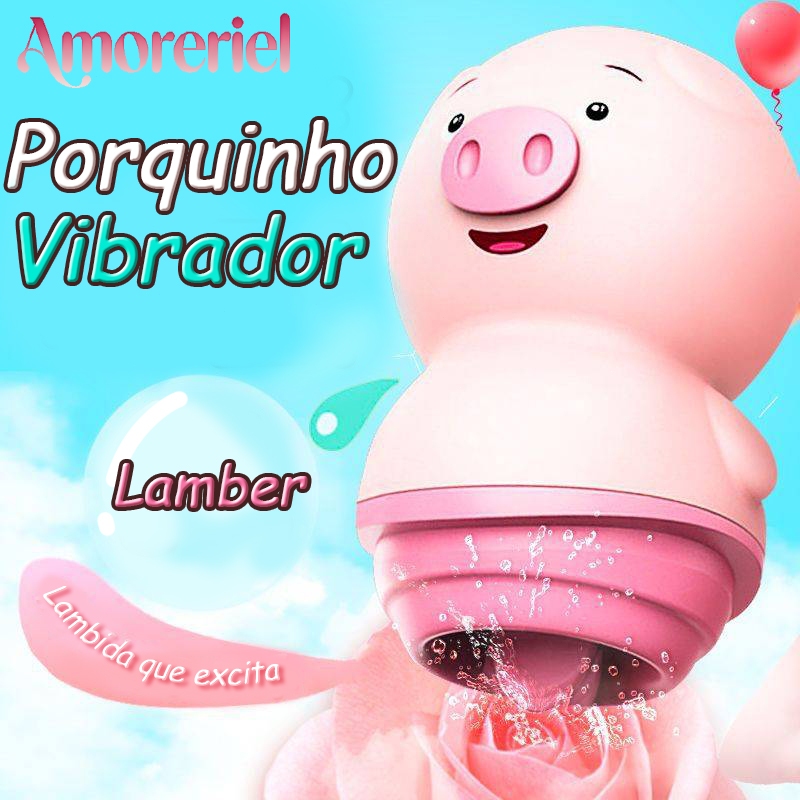 VIBRADOR PORQUINHO masturbador feminino com Esimulador de língua - 6 modos de vibração em Oferta na Shopee