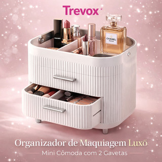 Organizador de Maquiagem Luxo 2 Gavetas Mini Cômoda Porta Cosméticos Penteadeira Bancada Porta Cosméticos Organizador