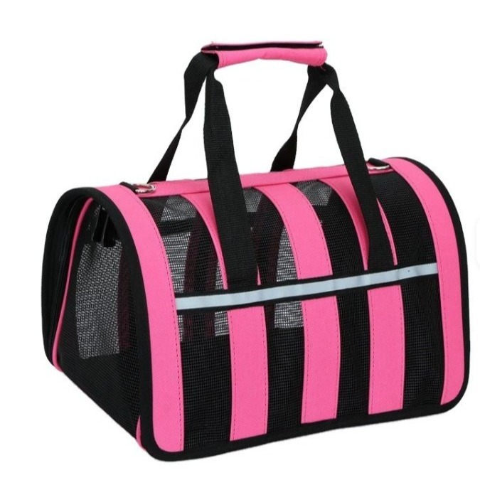 Bolsa de transporte dobrável e respirável em malha respirável para animais de estimação, como cães e gatos.