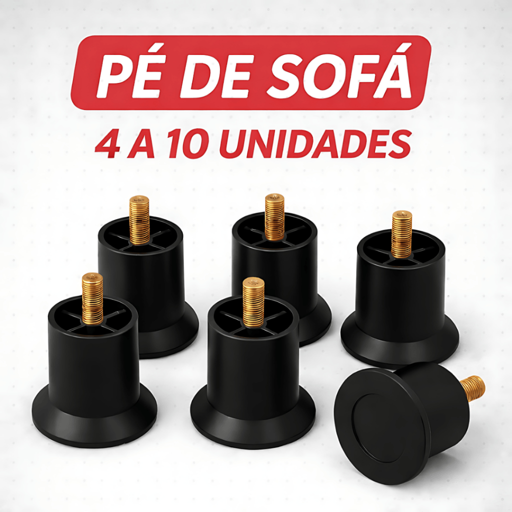 Kit Pés de Sofá Redondo Plástico – Altura 6cm Reforçado e Antiderrapante em Oferta na Shopee