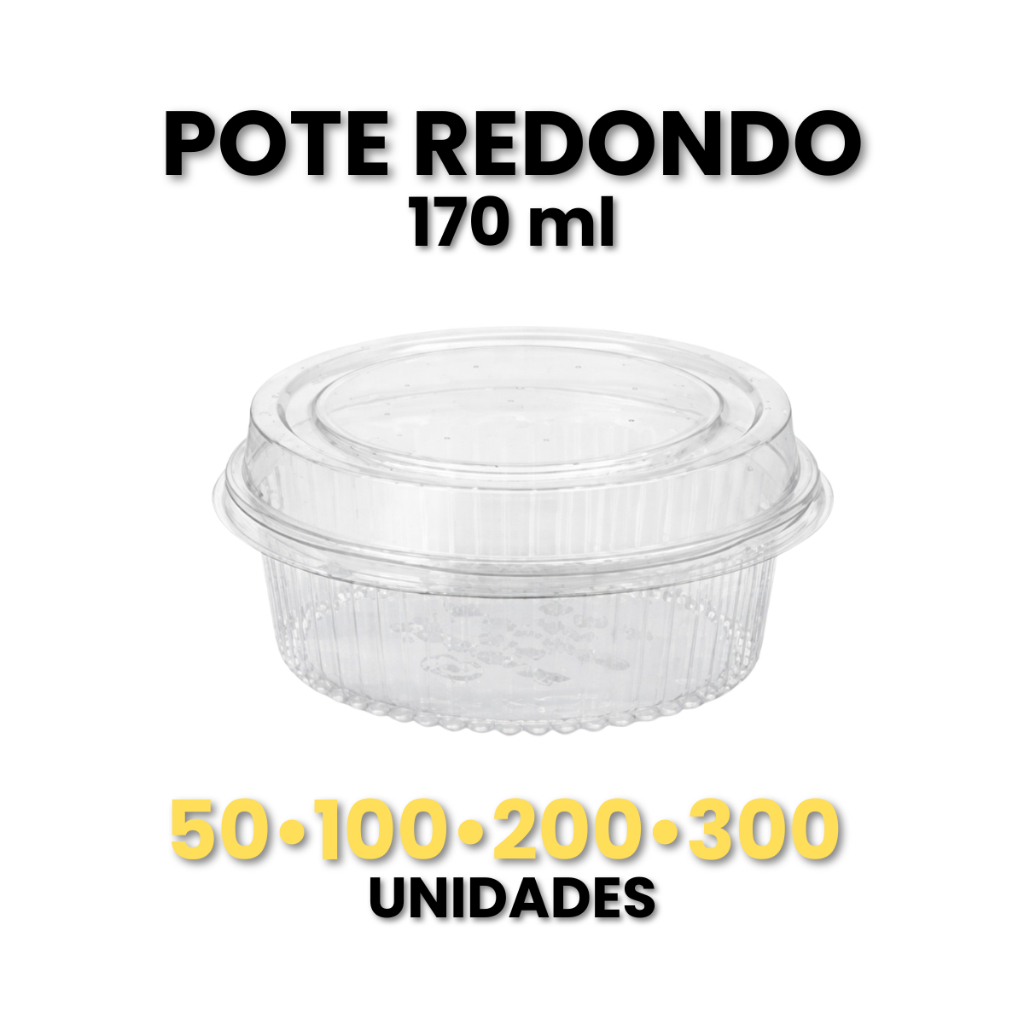 Embalagem Pote Redondo 170ml Descartável Transp C/ Tampa Para Mousse, Mini Doce, Pavê Ref.640