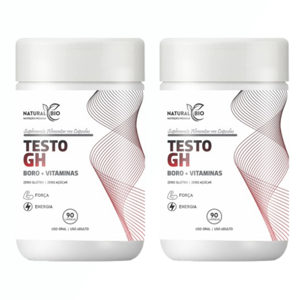 Kit 2 Potes Testo GH Homem Alta Performance D3 B3 B6 B12 Cálcio Magnésio Zinco Boro Original
