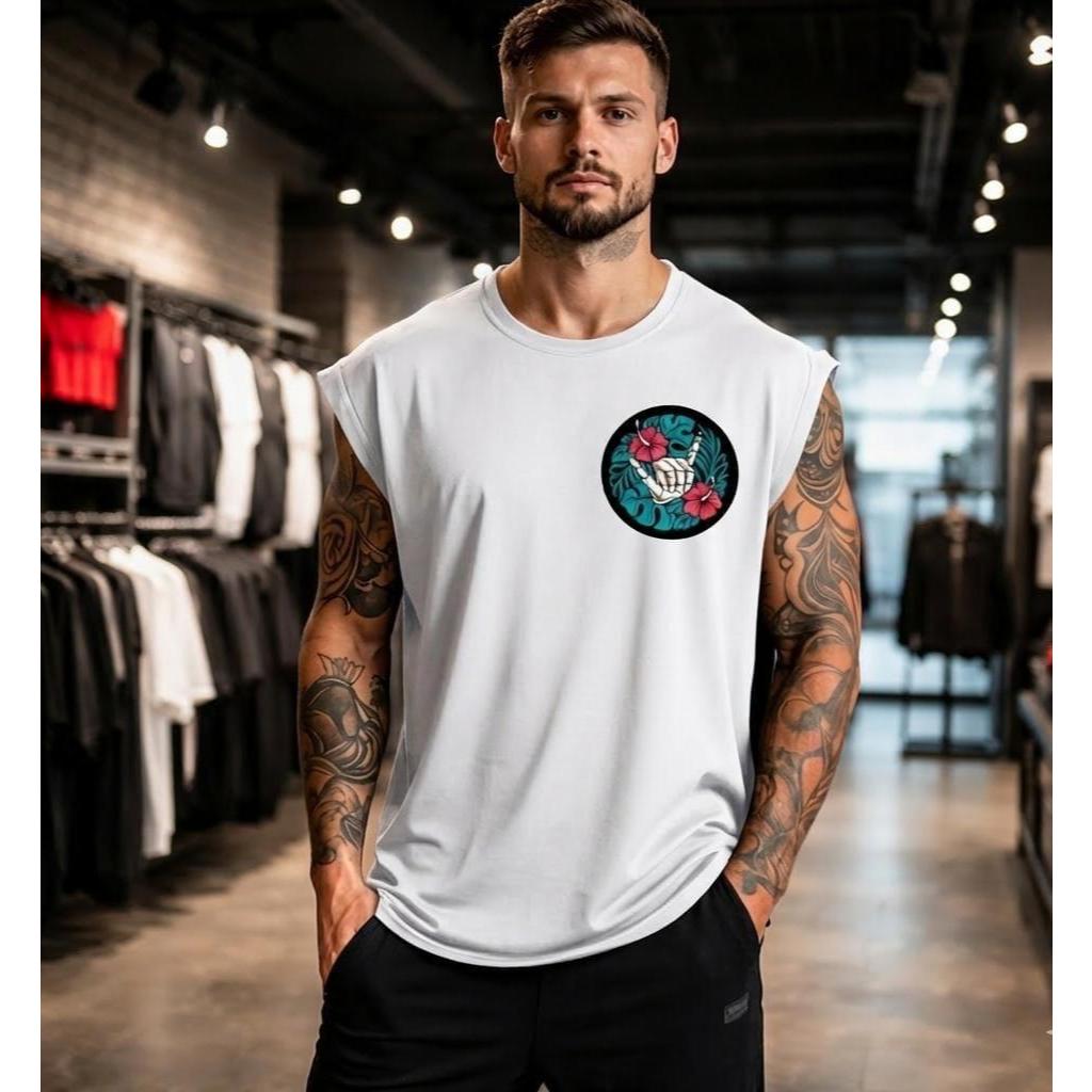 Regata Masculina Estilosa Algodão Camiseta Oversized Estilo Machao Cavada Varias Cores Lançamento Academia
