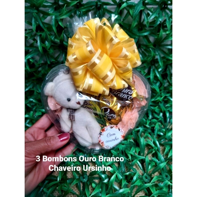 Coração com Bombons+Ursinho Chaveiro em Oferta na Shopee