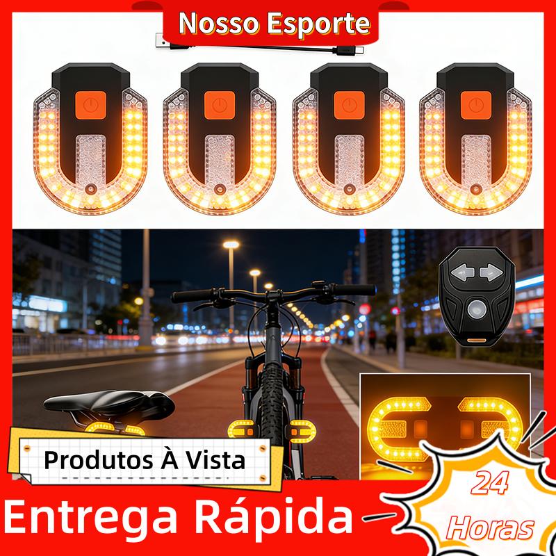 Seta Traseira de Bike Recarregável USB com 38 LEDs, Controle Sem Fio, À Prova d'Água, Luz de Segurança para Ciclismo