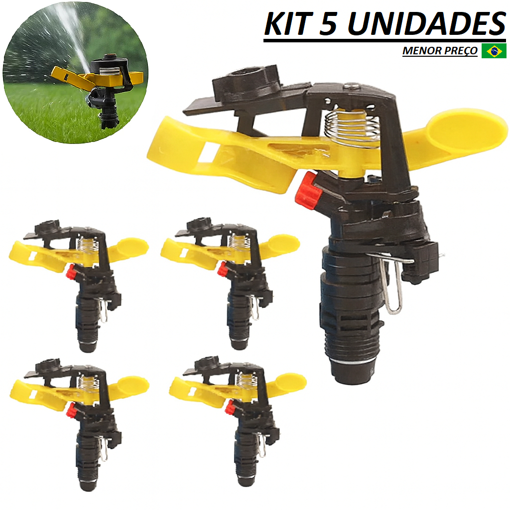 Kit 5 Irrigador Setorial Aspersor Horta Espiga Jardim 3/4 Irrigação - Oferta