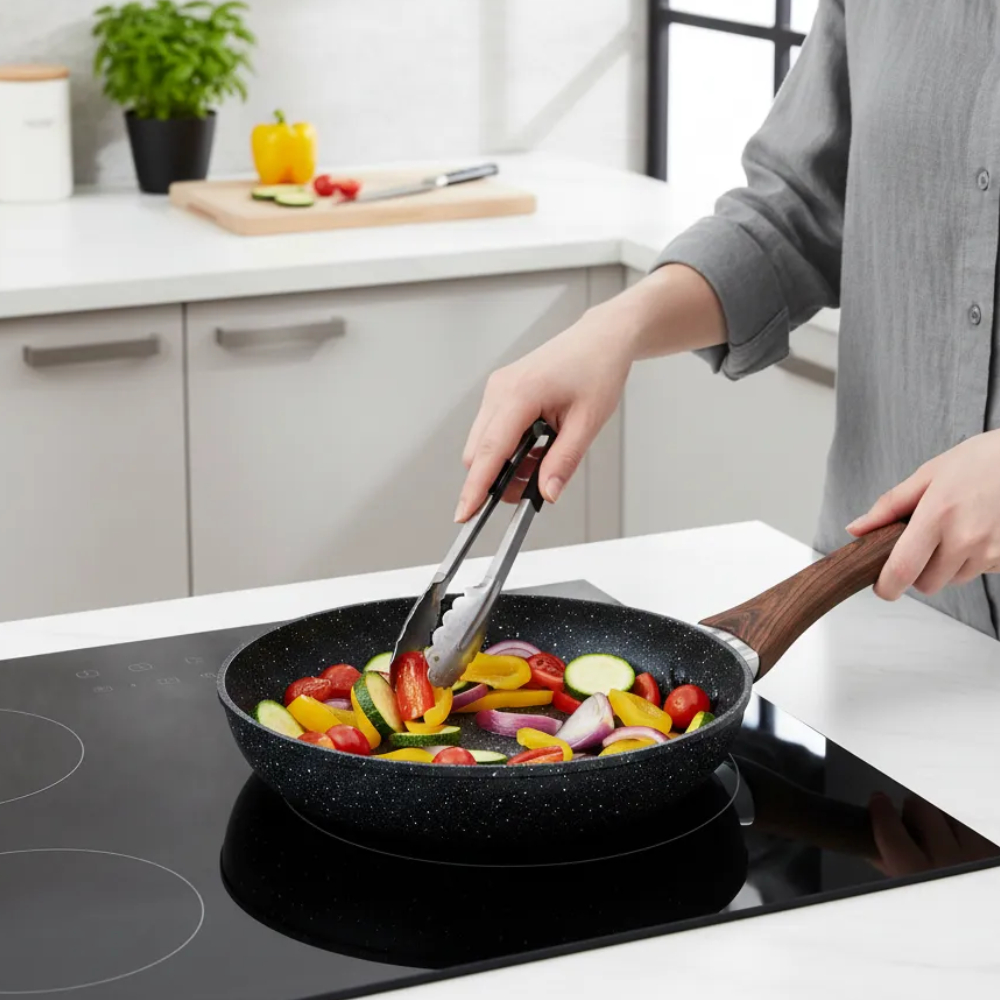 Imagem Frigideira Nanocerâmica 24cm 20cm Antiaderente Revestimento Cerâmica Fogão Indução Elétrico Gás