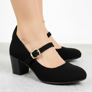 Sapato Feminino Mary Jane Boneca Salto Médio Confortável Social Trabalho Dia a Dia em Oferta na Shopee