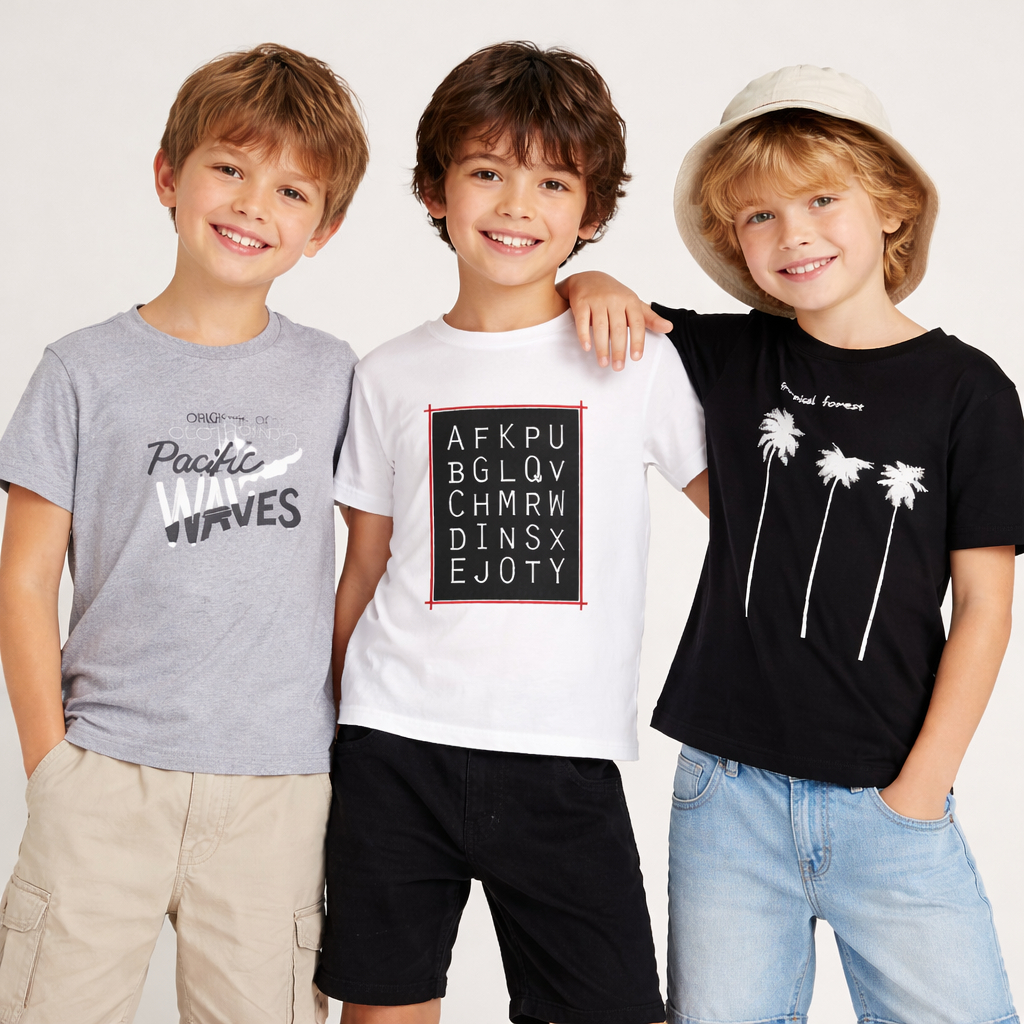 Kit Camisetas Infantil Menino Masculina de Calor Verão Estampada Sortida - Roupa Menino Oferta do Dia