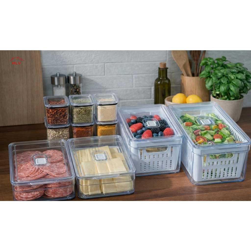Kit 10 Potes Herméticos Organizadores Cozinha Dispensa Geladeira em Acrilico Transparentes