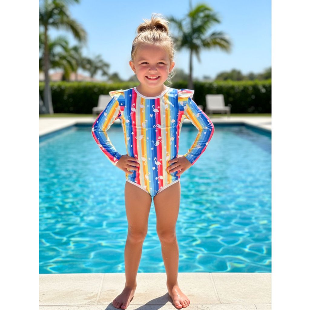 Maiô Infantil De Menina Com Manga Longa Proteção Solar Uv+