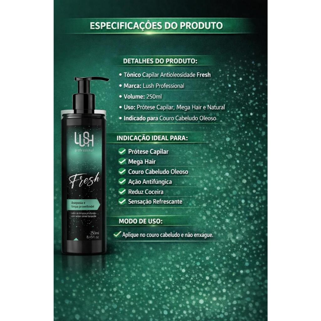 Tônico Capilar Fresh 250ml Antioleosidade Para Prótese Capilar e Mega Hair