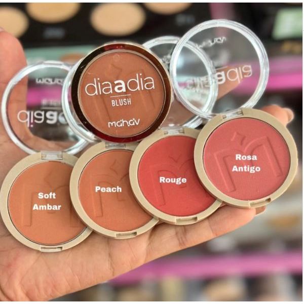 Blush Compacto Mahav Natural Alta Pigmentação Fácil de Esfumar Longa Duração 8 Cores
