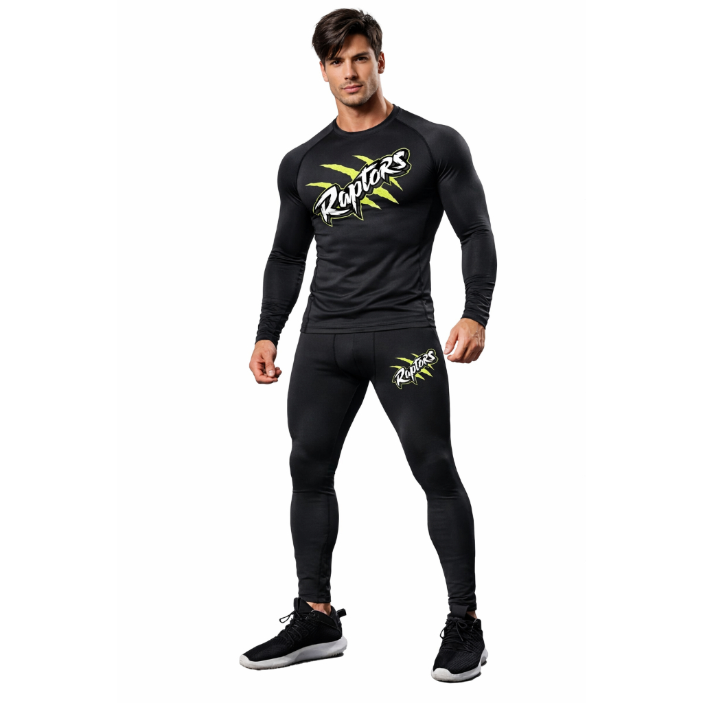 Conjunto Masculino Segunda Pele Térmico Compressão Calça Camisa Raptors Treino Inverno