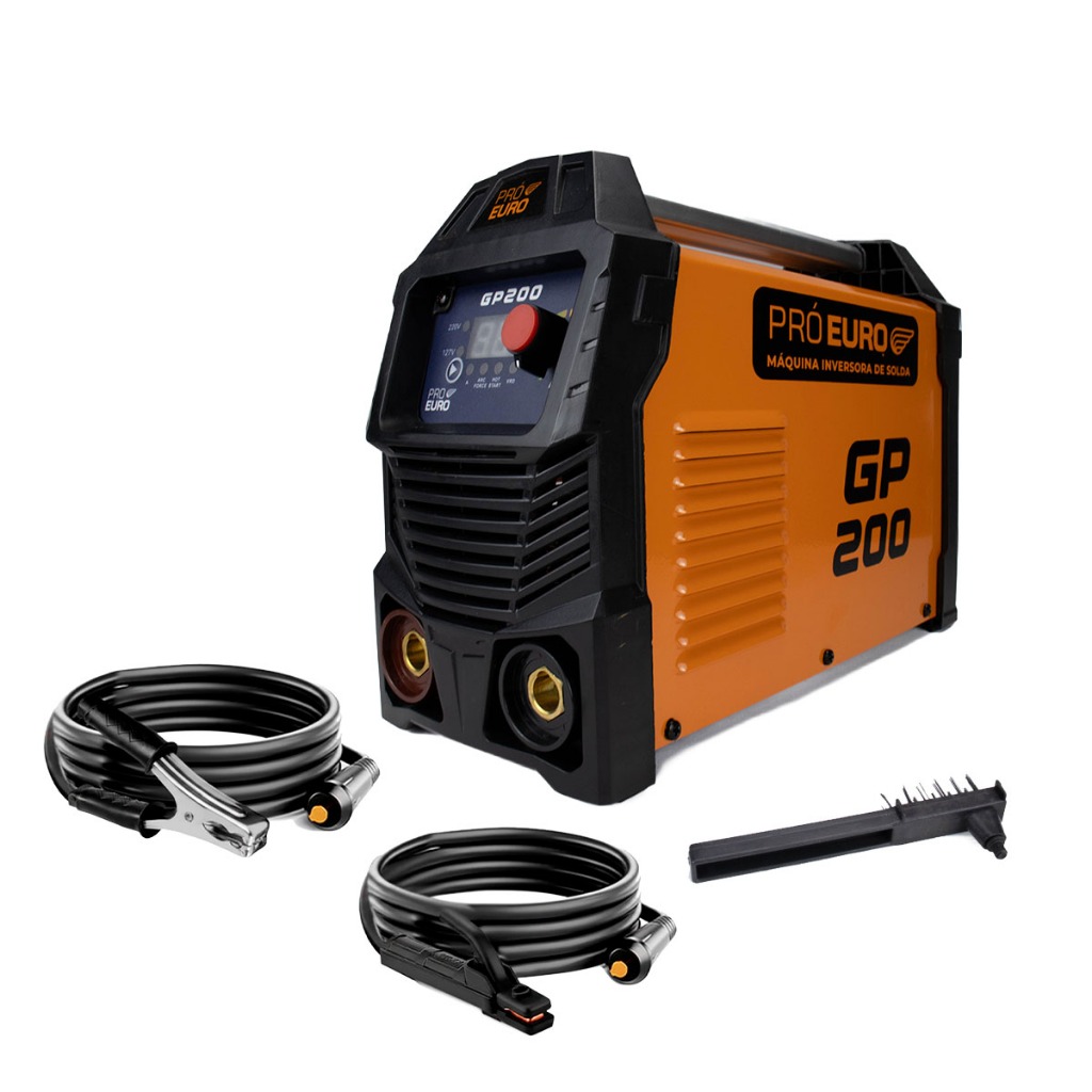 Máquina de Solda Inversora GP 200A Bivolt Pró Euro MMA TIG Lift Portátil Profissional