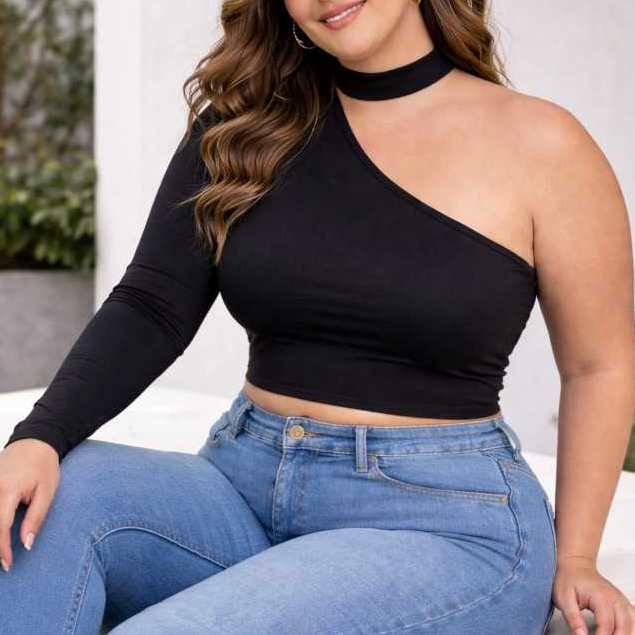 CASA DOS CROPPED,S - CROPPPED PLUS SIZE FEMININO ASSIMETRICO TENDENCIA