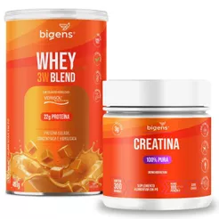 Kit Performance Whey Doce de Leite 3W 450g + Creatina Monohidratada 100% Pura - 300g - Bigens