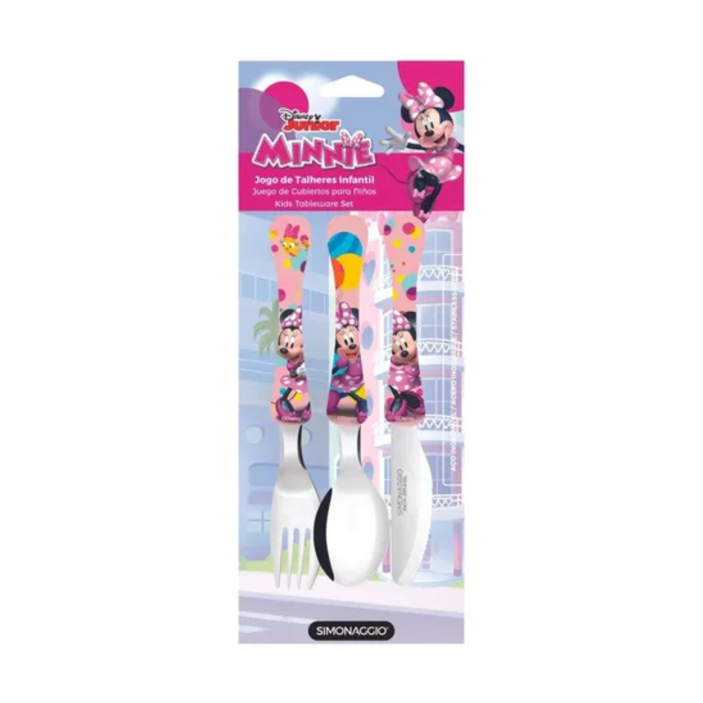 Jogo De Talheres Inox 3 Pcs Infantil Minnie - Disney
