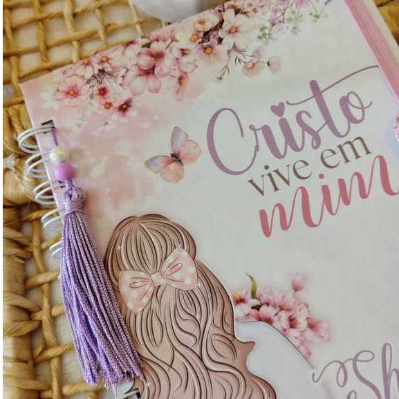Caderno Personalizado 100 Folhas Capa Dura para Anotações Devocional Presente Feminino Cristão