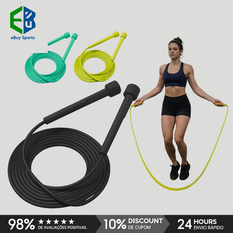 Ebuy Sports Corda de Pular Profissional PVC Ajustável 280cm - Ideal para Academia, Cardio, Emagrecimento e Treino Intens