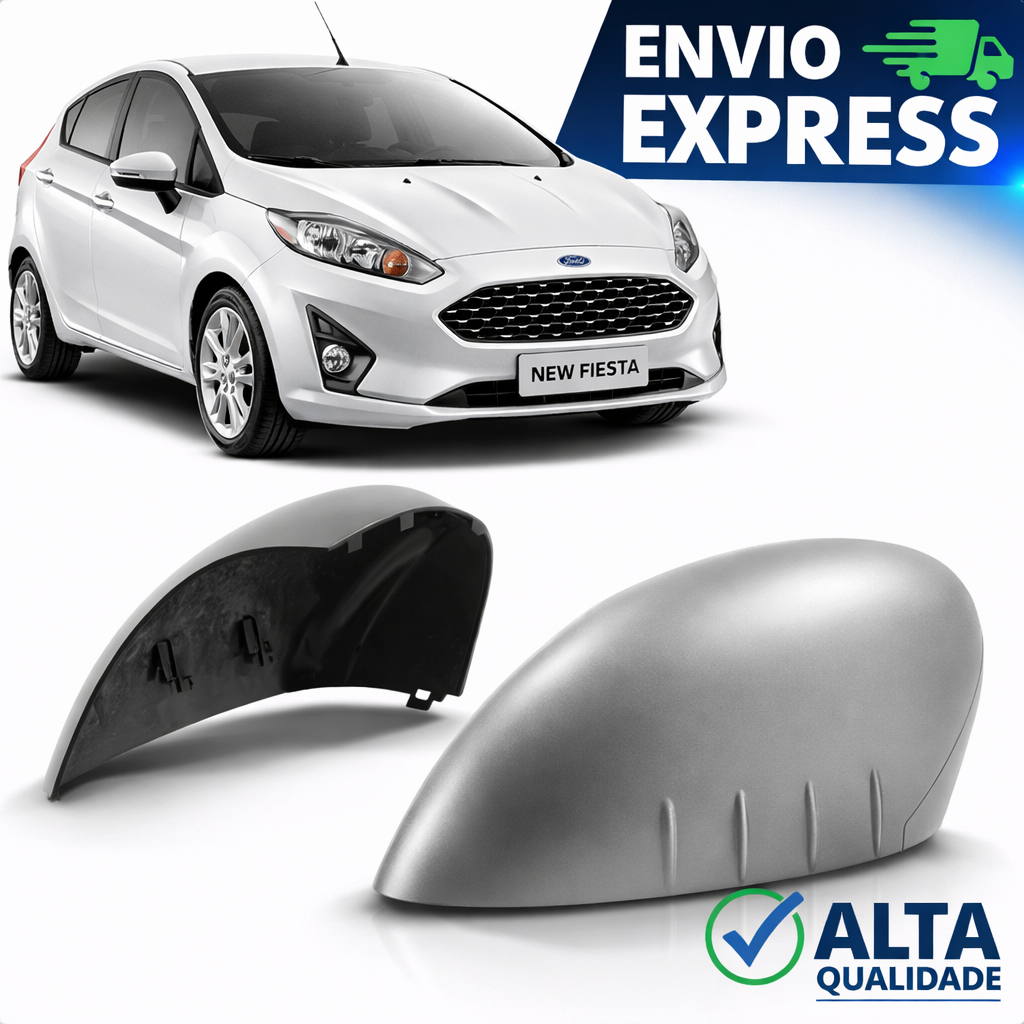 Capa Retrovisor New Fiesta 2011 2012 2013 2014 2015 2016 2017 2018 2019 Com Furo